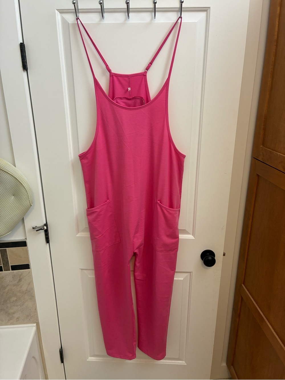 Women’s Hot Pink Casual Jumpsuit with Pockets